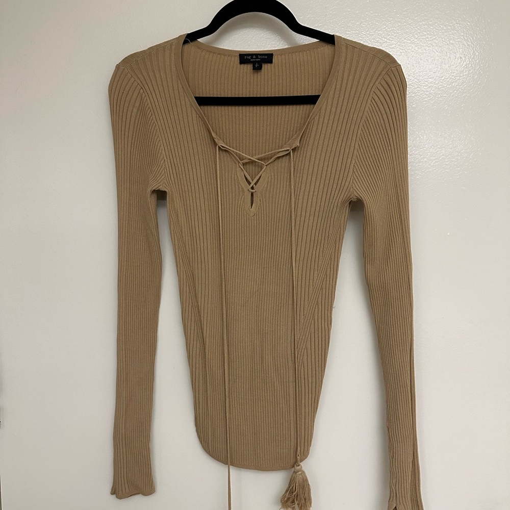 rag & bone Ribbed LS w/ Tassels